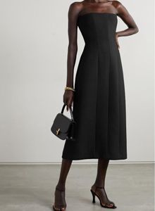 مزاج * ROW 2024 المصمم: فستان منتصف الطول بدون حمالات ، فستان أسود صغير ، فستان رسمي للنساء