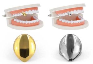 Hip Hop 14K Gold de dentes simples grades de presas personalizadas Caps de dente vampiro Fang para Jóias de Jóias de Halloween Presente7715316