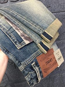 Dżinsy męskie 99% bawełniany czerwony sinvedge dżinsowy odcinek dla mężczyzn Y2K Młodzież Męski Summer Vintage Blue Casual Myted Slim Fit Pants