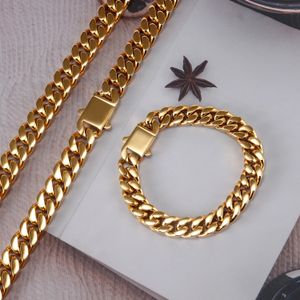 316L Stainless Steel Chain Necklace Bracelet Hip Hop Cuban Chains Do Not Fade Necklace Fashion Jewelry for Women Men Accessories 240508