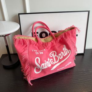 Сумки для покупок повседневная сумка для женщин дизайнер кисточки на роскошном полосатом полосатом холсте.