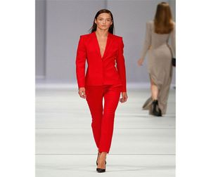 Red Set Women Business Suits Ladies Office Uniforme Elegant Pant Suits 2 Piece Giacca pantaloni su misura 1028463 su misura 1028463