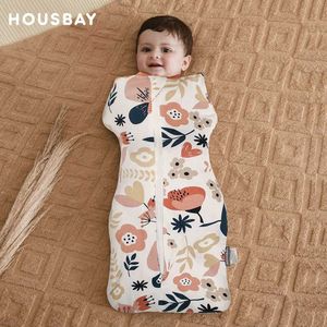 Sleeping Bags Newborn Baby Sleeping Bag Baby Swaddle Cocoon Beautiful Flowers Print Summer Thin Vest Button Wrap Sleepsack For Girls Boys Y240517