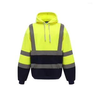 Herrtröjor män arbetskläder hög synlighet arbete jacka kappa mens reflekterande säkerhet tröja huvkläder vinterjackor