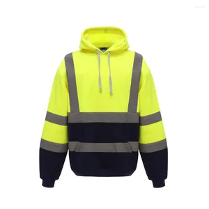 Men's Hoodies Men Workwear High Visibility Work Jacket Coat Mens Reflective Safety Sweatshirt Hooded Clothing Winter Jackets