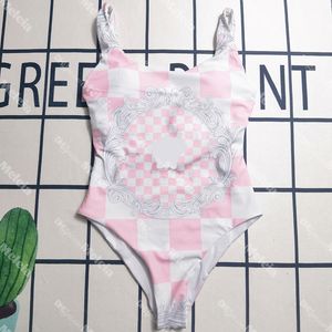 Women Designer Swimsuit Plaid Print Bikinis Biquini Backless Swimwear Design Clothing for Vacation Pink Bathing Suit