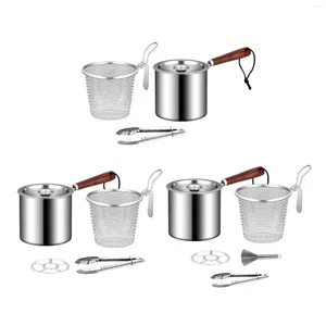 Pans Deep Frying Pot With Lids Easy To Clean Strainer Basket Japanese Tempura For Camping Restaurant Home Party Fries