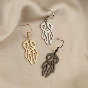 Brincos de argola Sense de design Shape de boneca Dangle Pierced Ear anéis para mulheres aço inoxidável Hip Hop Rock Acessórios de jóias