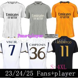 Real Madrid 24 25 Bellingham Vini Jr Jerseys de futebol mbappe tchouameni 2024 Camavinga modric camisetas homens finais campeão uniformes fãs jogadores de futebol camisa s-4xl