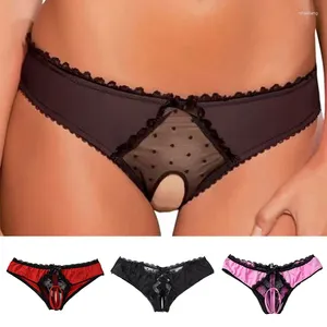 Women's Panties Sexy Open Crotch Ladies Flower Lace For Women Female Briefs See-through Crotchless Lingerie Underwear