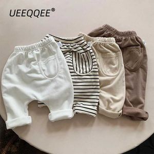 Trousers Cotton Stripe 2024 Spring/Summer New Baby PP Pants Trousers for Boys and Girls in the Back Palace Loose Preschool Baby Clothing 1-5Y d240517