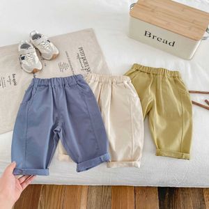 Trousers 2024 Spring New Baby Pants Solid Childrens Casual Pants Simple Boys Commodity Pants Childrens Clothing d240517