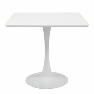 Squalu boczny biały w białym tulipanie, stół jadalny w połowie wieku, stół do cokole, stół końcowy stół do kawy