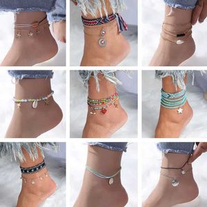 Anklets Bohemian Shell Starfish Armband Set Summer Beach Armband Womens Summer Beach Jewelry Gifts D240517