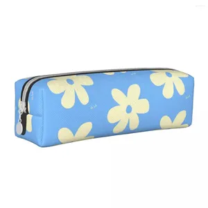 Pastel Blue Flower Print Pencil Case Kolorowe kwiatowe torby z długopisem dla dziewcząt chłopcy duże zdolności biuro Prezenty Pencilcazy