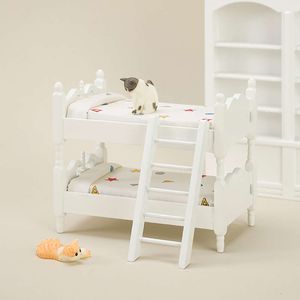 1 st dockhus miniatyr liten trä våningssäng modell möbler tillbehör för docka hus dekoration barn låtsas spela leksaker