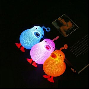 Decompression Toy Kids Squishies Glowing Chicken Ball Toys Led Light Up Flashing Soft Ply Mas Elasticity Fun Children Squeeze Anti D Dhbjg