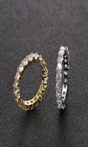 Rozmiar 4 mm 612 1 rzędu Mężczyzn miedziany złoty srebrny kolor cyrkon sześcien lodowany pierścień tenisowy pierścień hip -hopowy 6604986