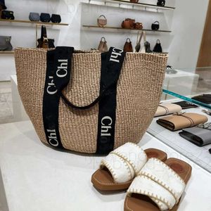 Luxur Designer Chlole Bag Beach Bag Woody Tote Handväska Kvinnor Handväska Klassiska gräs Woven Shoulder Tote Tote Medium Handväska Stora kapacitetspåsar 900