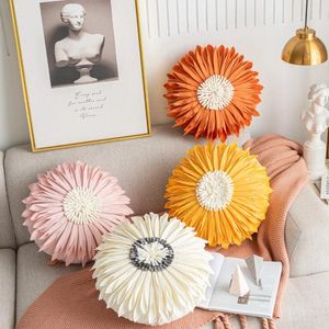 Poduszka okrągła poduszka kasowa 3D chryzantema szwu rzut poduszką białą różową żółtą pomarańczową kwadratową okładkę dekorację domu
