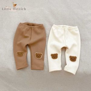 Trousers Baby Girl Cotton Warm Pants Baby High Waist Trouser Wool Inner Casual Bottom Baby Clothing 3M-2Y d240517