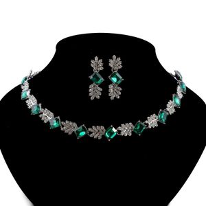 Wedding Jewelry Sets Elegant geometric large crystal bridal jewelry set suitable for womens Rhinestone wedding necklaces and earrings luxurious high-quality