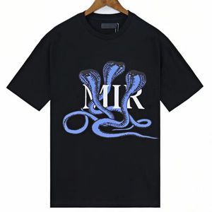 Herr t-shirts gränsöverskridande amerikansk mode märke nytt svart tryck blå svart tryck rött bröst tryckt cobra logo sommar nya män och kvinnor avslappnad rund hals lös t-shirt