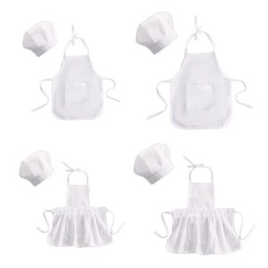 2PCS Cute Chef and Infant Kids White Costume Photography Prop Boys Girls Newborn Hat Apron Sets for Baby Clothes L2405