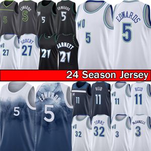 Kat Anthony Edwards Basketball Jersey Timberwolve Jersey Naz Reid, Rudy Gobert, Karl-Anthony Towns, Jr.jaden McDaniels Retro Kevin 21 Garnett Men City Shirt