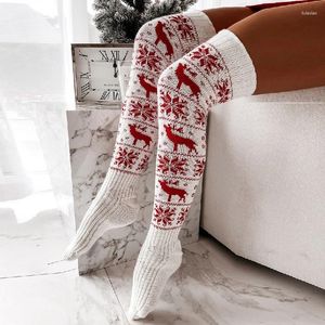 Donne calzini harajuku a lunga compressione a maglia da donna per le calze natalizie di ragazze sexy inverno in alto sopra il ginocchio