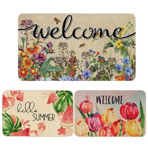 Carpets Spring entrance flower floor mat bathroom and kitchen rubber bottom water absorbing non slip foot H240517