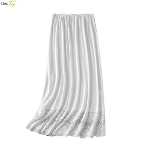 Mulheres do sono feminino Anti-estático de 72 cm de sub-saia de renda de renda A-line Papticoat Color Solid Metom Slip Skur Dress Acessório
