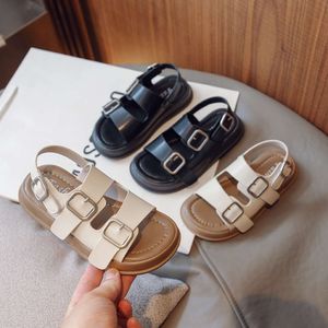 Size 23-37 Childrens Outdoor Casual 2024 Summer Fashion Solid Color Metal Buckle Girls Sandals for Kids Boys Beach Shoes L2405