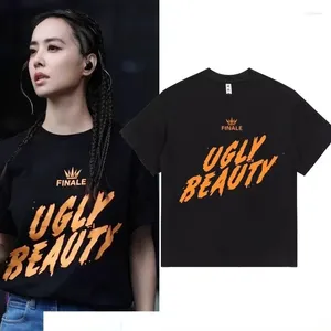 Camisetas femininas 2024 Jolin Ugly Beauty Concert Mesmo estilo Manga curta para homens e mulheres fãs roupas