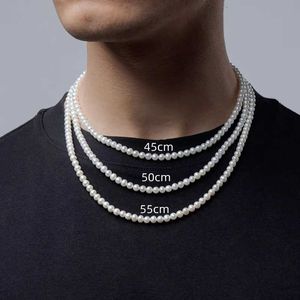 Pendant Necklaces New trend imitates pearl necklaces mens temperature is simple handmade beaded necklaces womens jewelry gifts wholesale jewelry J240516