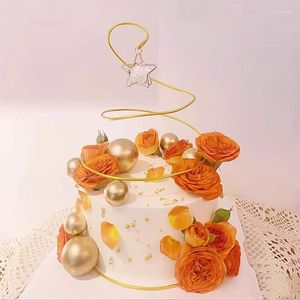 Party Supplies 1piece Cake Topper Gold Silver Star Spiral Circle Wishing Tree Dress Oroments Birthday Baby Shower Wedding Decoration