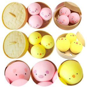 10PCS Decompression Toy 3PCS Mini Squishy Toys Mochi Kaii Animal Dumpling Stress Relief Squeeze Toy Hand Exercise For Kids Boys Girls Birthday Gifts