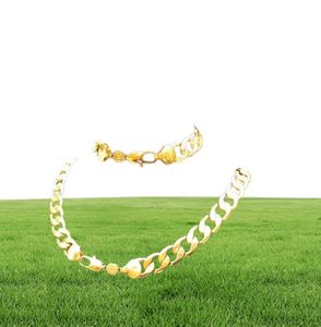 Whole fine 24k Stamp Real Yellow Solid Gold 236 Men039s Necklace Bracelet Set 12MM Curb Chain 600mm Jewelry mintmark lett2788232