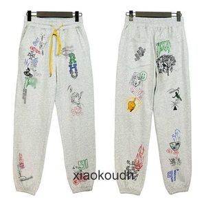 Rhude High End Designer Moders for High Street Cartoon Ręcznie narysowane swobodne spodnie dla mężczyzn i kobiet cienkie spodnie sportowe moda z oryginalnymi etykietami 1: 1