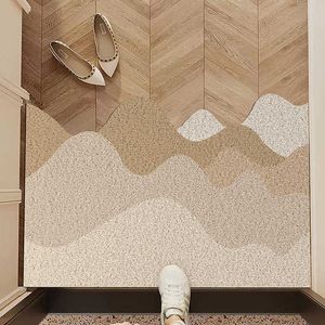 Carpets Entrance door silk circle floor mat household doorstep non slip foot entrance thickened foyer carpet can be cut and rubbed against soil H240517