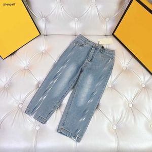 Topp Child Clothing Chain Printing Jeans för Girl Boy Storlek 100-160 cm Högkvalitativ Baby Denim Pants Fashion Kids Byxor Sep20