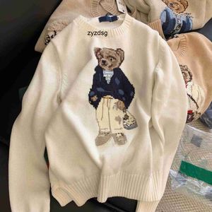 RL Designer Women Knits Bear Sweater S Polos Pullover Embroidery Fashion Knitted Sweaters Long Sleeve Casual Printed Wool Cotton Soft Unisex Men Hoodie Q X