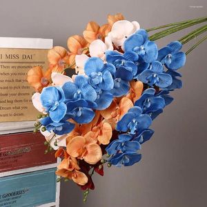 Decorative Flowers 9-Heads 69cm Artificial Butterfly Orchid Fake 3D Phalaenopsis Simulation Flower Real Plants Wedding Home Christmas