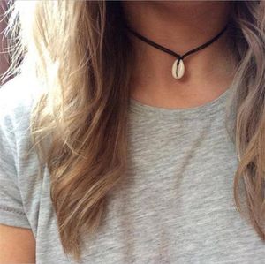 Nya vita skal svart rep choker halsband för kvinnor lyckliga maxi chokers halsband chocker sommar strand smycken6100221