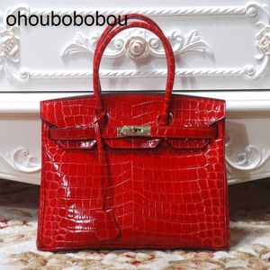 Handmade Handbag Top Handbag Leather Bag Luxurys 2024 Crocodile Pattern Women's Women's Ladiesbag Cy