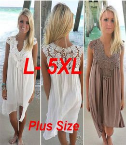 Lace Beach Vneck Bikini Cover -ups plus storlek 5XL Kvinnor Swimsuit Beach Cover Up For Beach Fishnet Stitching Chiffon kjol Flower OU237264