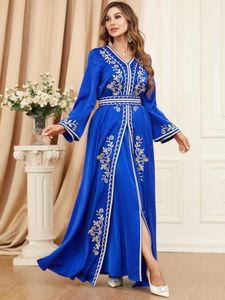 Ethnic Clothing Autumn Muslim Abaya for Women Maxi Dress A-line Dresses Lace-up Morocco Kaftan Dubai Robe Party Dress 2 Piece Set Saudi Arab T240515