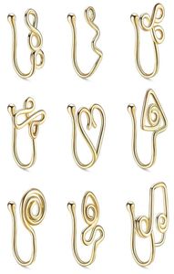 Gefälschte Nasenringe Septum Schmuck Goldsilber Nase Manschette Nicht -Piercing -Clip auf Kunstring für Frauen Männer1479324