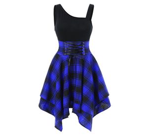 19SS Fashion Womens Dress Womens Dresses Dresses Dresses Dlaid Plaid Flaid Blet Bress 4 Colors S2XL2845040