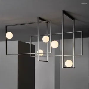 Światła sufitowe Nowoczesne geometryczne kombinację LAD LAMP Restaurant Black Gold żyrandol El Store Bar szklana piłka Celing Light